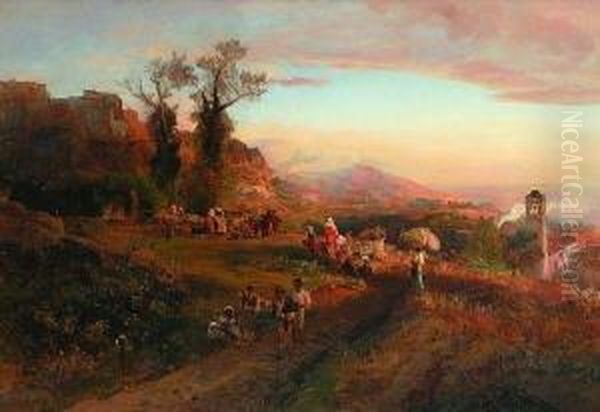 Italienische
 Gebirgslandschaft Oil Painting by Oswald Achenbach