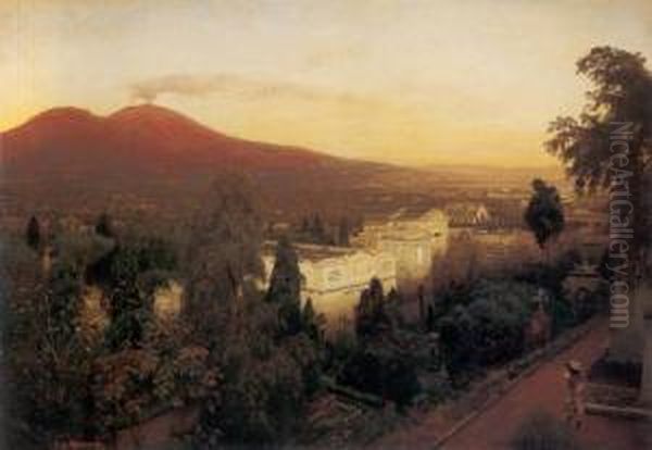 Campo Santo In Poggioreale Oil Painting by Oswald Achenbach