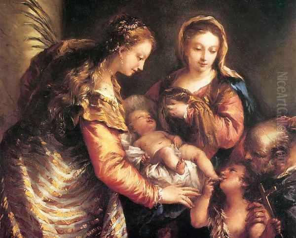 Holy Family with St John the Baptist and St Catherine Oil Painting by Francesco Guardi