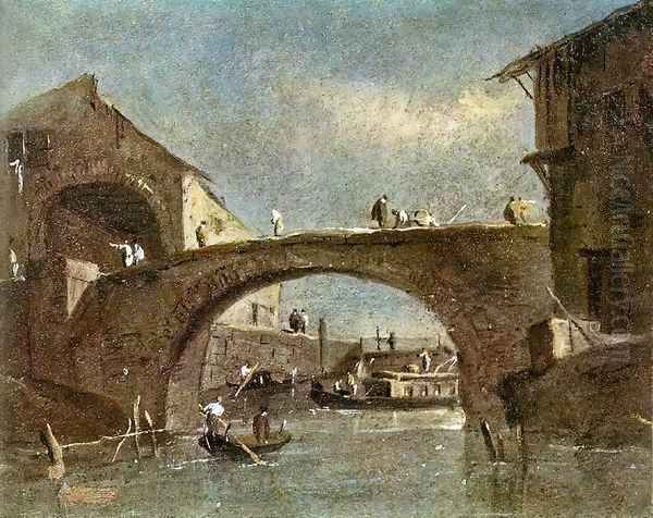 Bridge at Dolo Oil Painting by Francesco Guardi