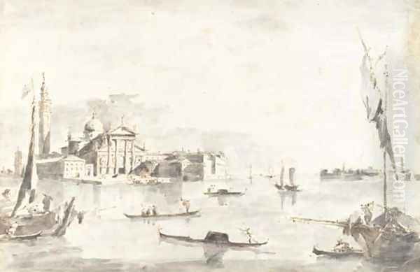 San Giorgio Maggiore, Venice, seen from the Bacino Oil Painting by Francesco Guardi