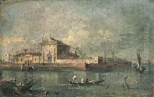 The Isola della Beata Vergine del Rosario, Venice Oil Painting by Francesco Guardi