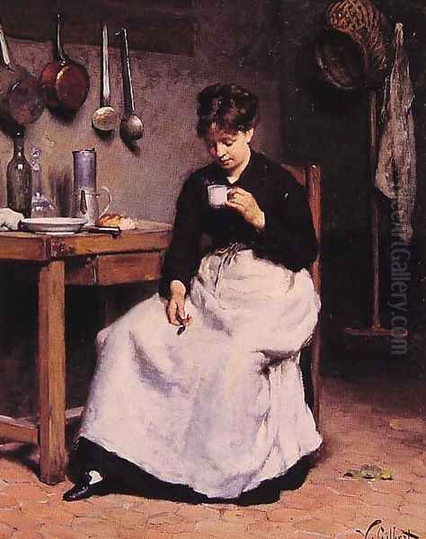 A Cup of Coffee Oil Painting by Victor-Gabriel Gilbert