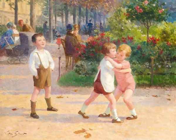 Children in a Park (Enfants au parc) Oil Painting by Victor-Gabriel Gilbert