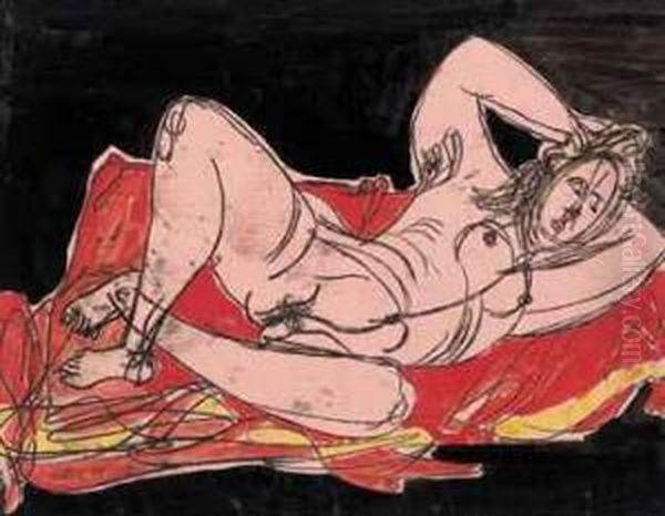 Reclining Nude Oil Painting by Jankel Adler