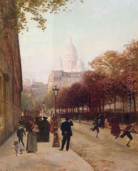 Place D'Anvers Et Le Sacre Coeur, Paris Oil Painting by Victor-Gabriel Gilbert