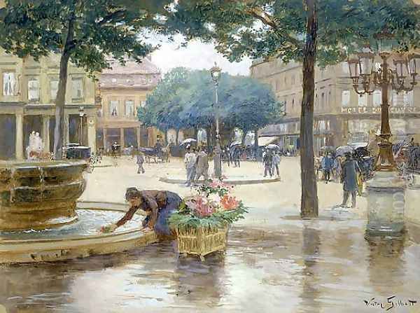 Place du Palais Royal, jour de pluie Oil Painting by Victor-Gabriel Gilbert