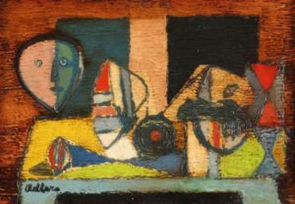 Still Life With Figure Oil Painting by Jankel Adler