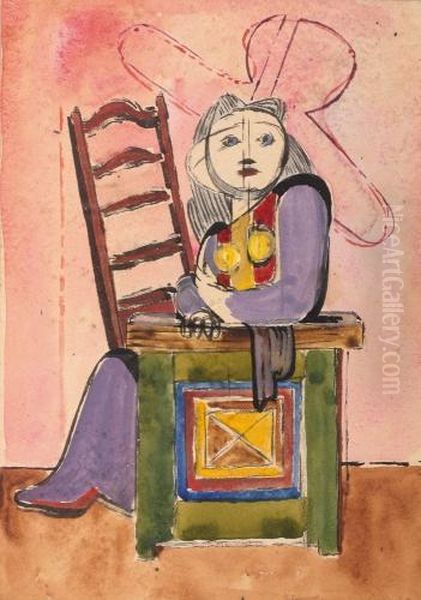 Sitting Woman Oil Painting by Jankel Adler