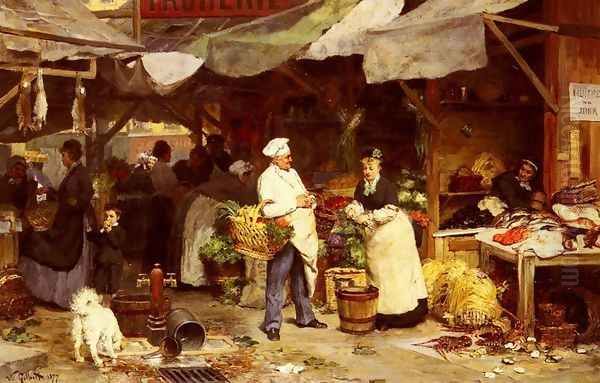 Le Marche De Maubeuge (The Maubeuge Market) Oil Painting by Victor-Gabriel Gilbert