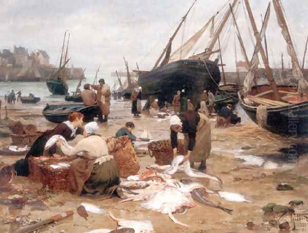 Sorting the Fish Oil Painting by Victor-Gabriel Gilbert