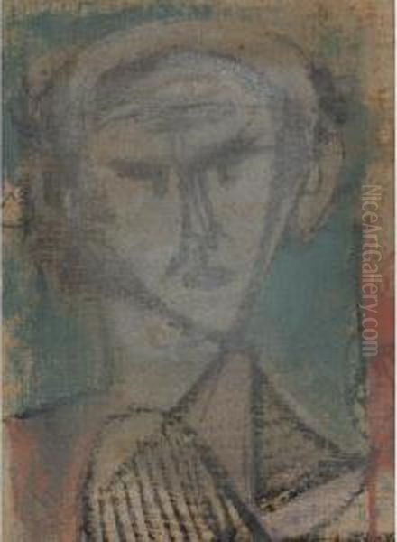 Melancholy Man Oil Painting by Jankel Adler