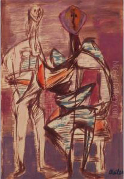 Untitled (figures) Oil Painting by Jankel Adler