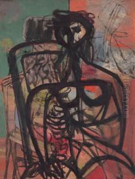 Woman By The Table Oil Painting by Jankel Adler