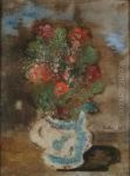 Still Life Of Flowers In A Blue And White Vase Oil Painting by Jankel Adler