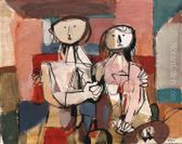 Couple Oil Painting by Jankel Adler