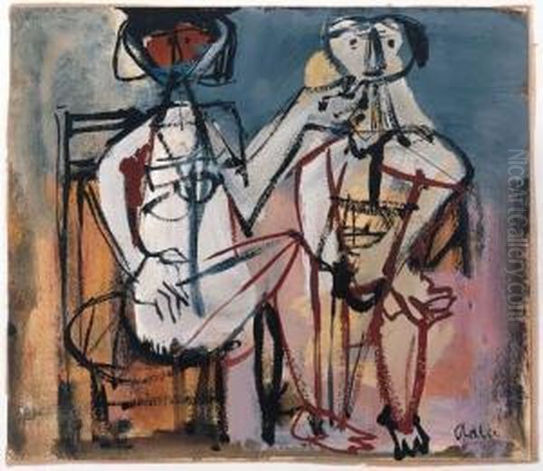 Deux Personnages Oil Painting by Jankel Adler