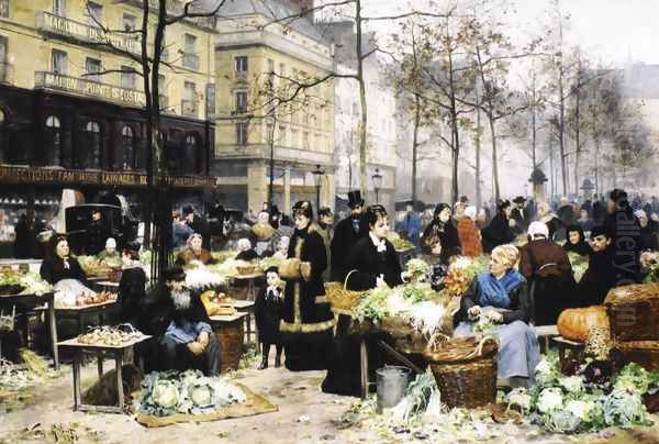 Le Marche aux Legumes (Market with Vegetables) Oil Painting by Victor-Gabriel Gilbert