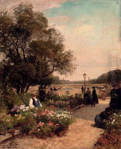 Quai Aux Fleurs Oil Painting by Victor-Gabriel Gilbert