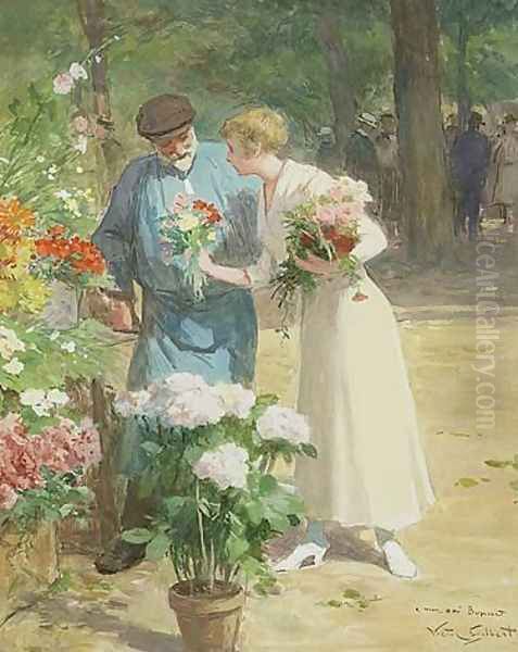 Marché aux Fleurs Oil Painting by Victor-Gabriel Gilbert