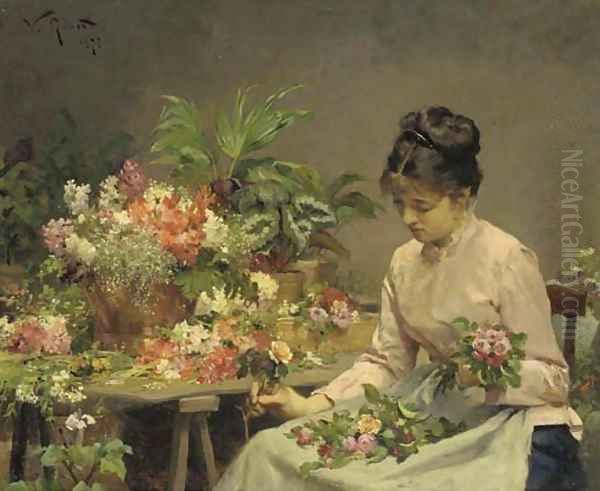 La marchande de fleurs Oil Painting by Victor-Gabriel Gilbert