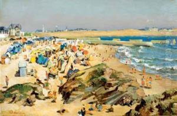 Scene De Plage Oil Painting by Lucien Adrion