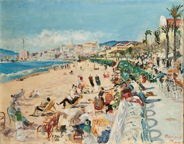 La Croisette, Cannes Oil Painting by Lucien Adrion