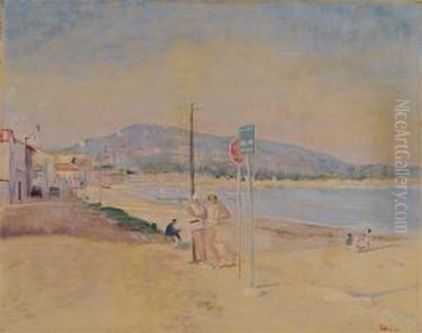 Beach Scene Oil Painting by Lucien Adrion