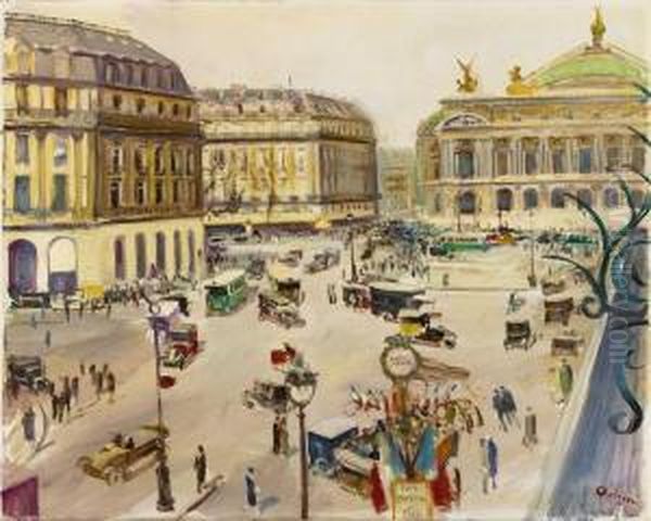 Place De L'opera Oil Painting by Lucien Adrion