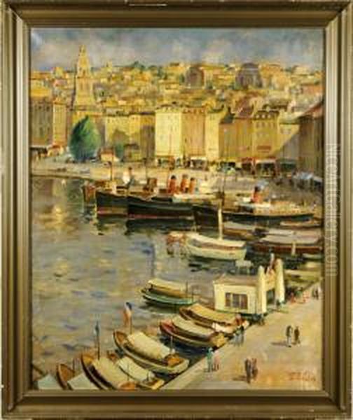 Le Port De Toulon Oil Painting by Lucien Adrion