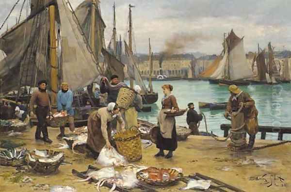 Unloading the catch Oil Painting by Victor-Gabriel Gilbert