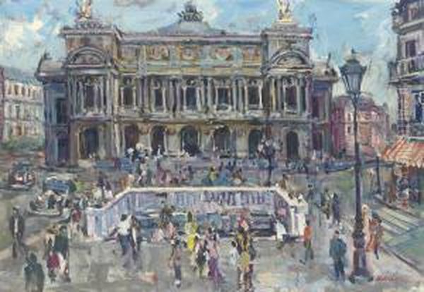 Place De L'opera Oil Painting by Lucien Adrion