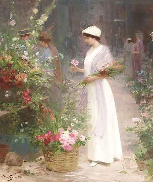 La cueillette de fleurs Oil Painting by Victor-Gabriel Gilbert