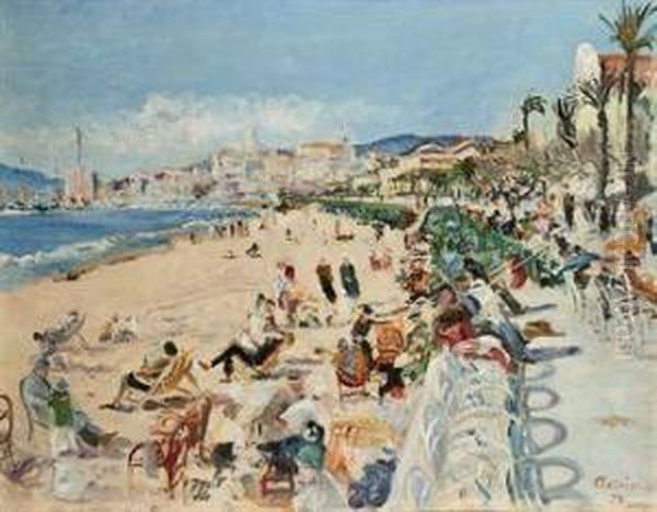 La Croisette, Cannes Oil Painting by Lucien Adrion