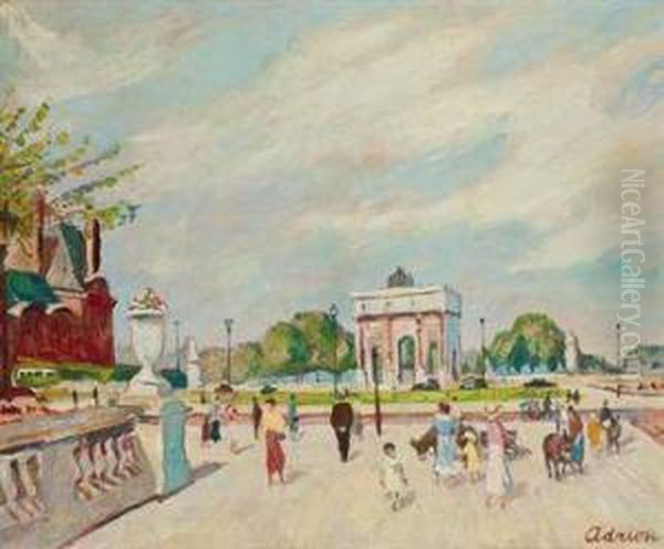 Vue Du Carrousel Aux Tuilleries Oil Painting by Lucien Adrion