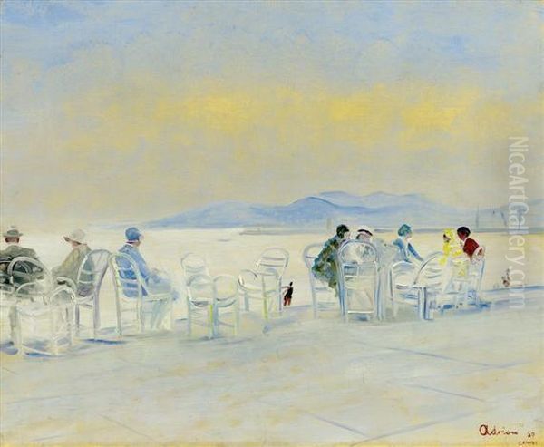 Boulevard De La Croisette (cannes) Oil Painting by Lucien Adrion