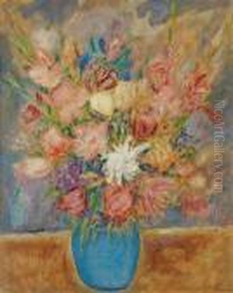 Bouquet De Fleurs Oil Painting by Lucien Adrion