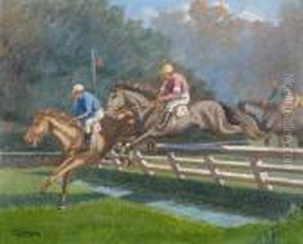 Course De Chevaux Oil Painting by Lucien Adrion