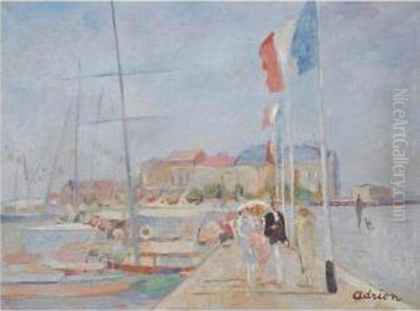 Scene De Port Oil Painting by Lucien Adrion