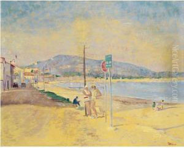 La Plage Oil Painting by Lucien Adrion