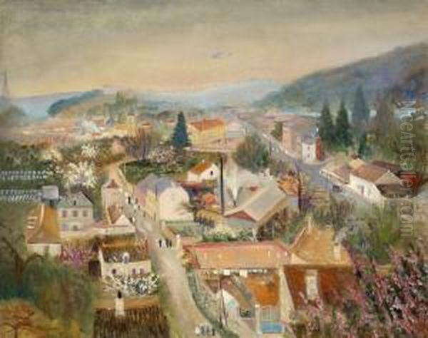 Paris, Vue De Saint-cloud Oil Painting by Lucien Adrion