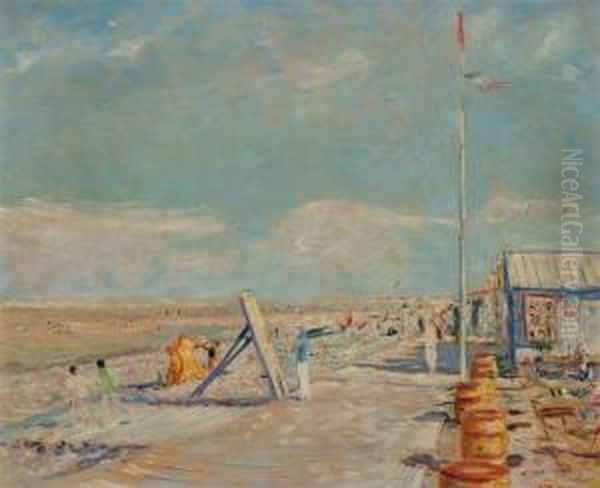 Cayeux-sur-mer, La Plage Oil Painting by Lucien Adrion