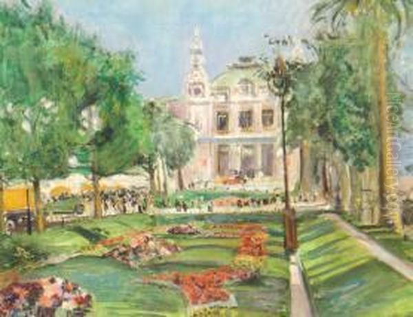 Le Casino De Monte Carlo Oil Painting by Lucien Adrion