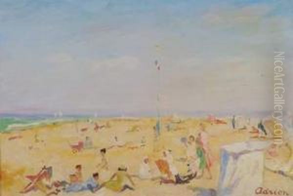 Scene De Plage Oil Painting by Lucien Adrion