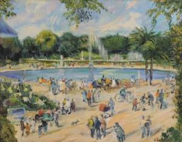 Les Jardins Du Luxembourg Oil Painting by Lucien Adrion