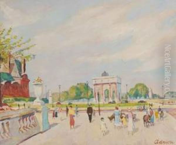 Vue Du Carrousel Aux Tuileries Oil Painting by Lucien Adrion