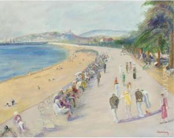 La Croisette, Cannes Oil Painting by Lucien Adrion