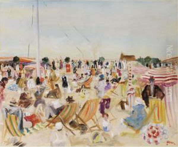 La Plage Oil Painting by Lucien Adrion