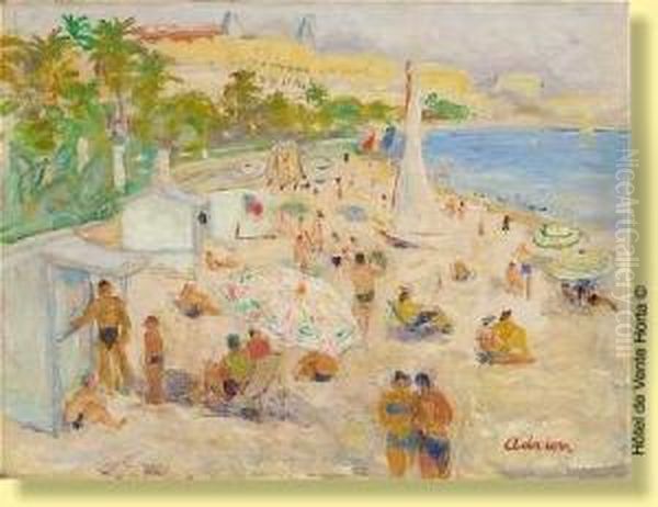 Jeux De Plage Oil Painting by Lucien Adrion