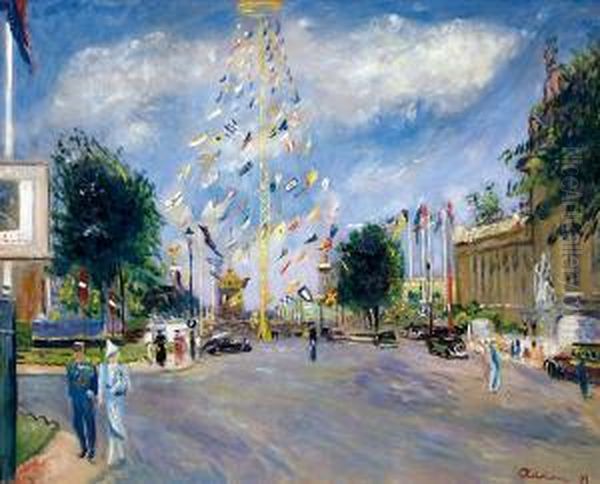 Paris, Lexposition Universelle De 1937 Oil Painting by Lucien Adrion